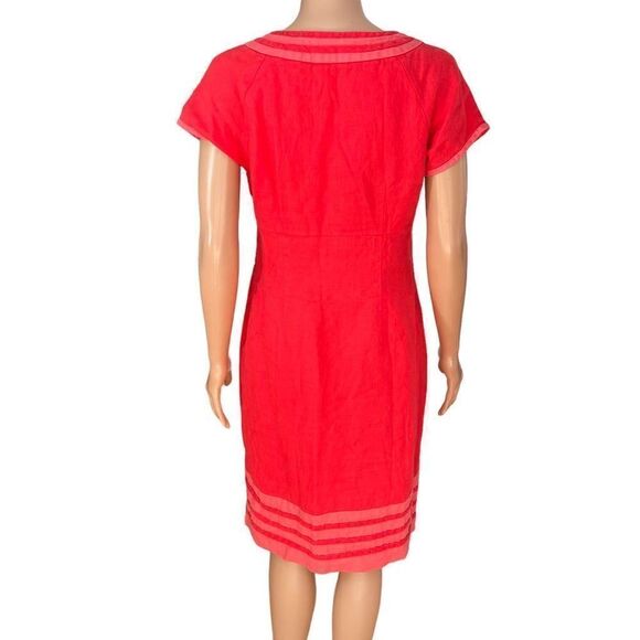 BODEN Women's 100% linen lined Carousel Sheath Dress US Sz 6 - Poppy Red - Picture 3 of 8
